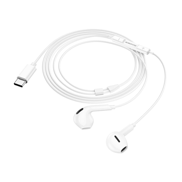 Borofone In-Ear -kuulokkeet USB-C:llä - valkoinen