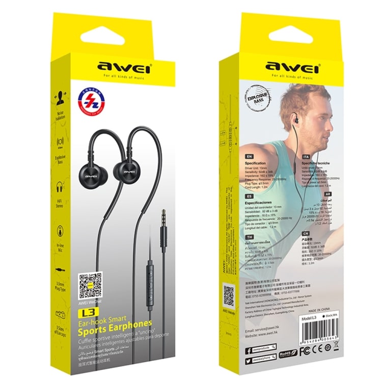 Awei L3 In-Ear -kuulokkeet 3,5 mm:llä - musta