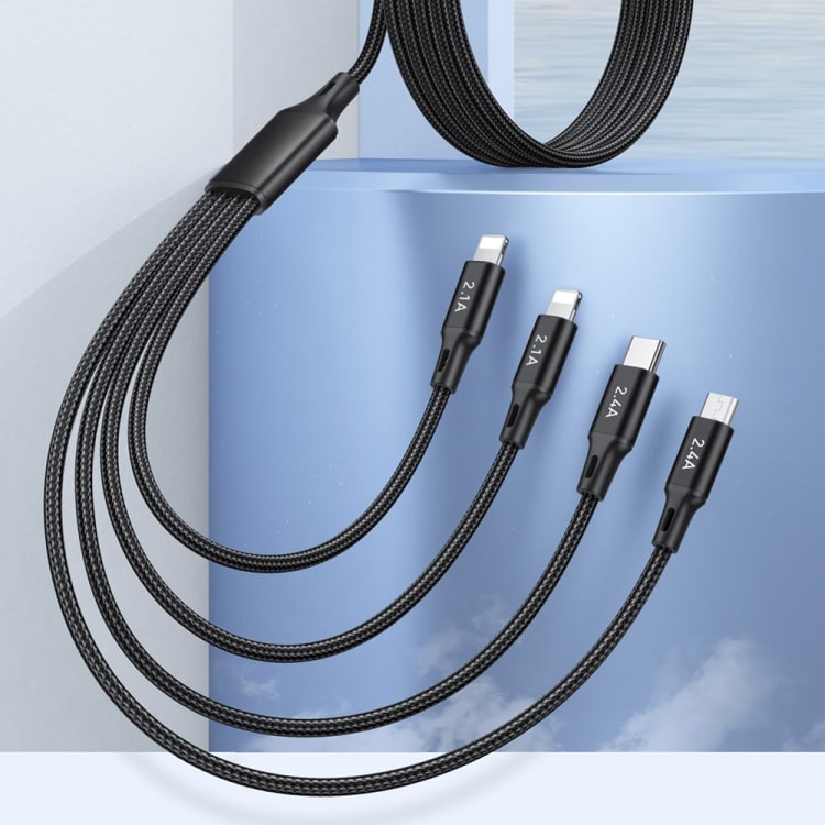 4-in-1 latauskaapeli - USB -USB-C, MicroUSB ja 2 x Lightning