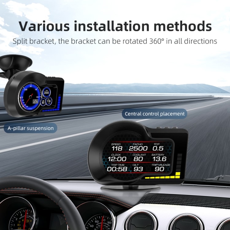 Digitaalinen LCD-lisänäyttö kojelautaan GPS+OBD