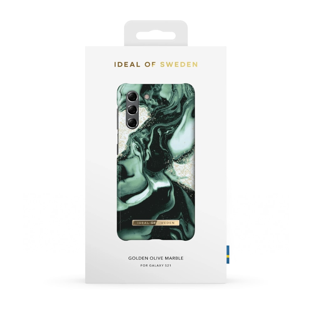 IDEAL OF SWEDEN Kännykän suojakuori Golden Olive Marble Samsung Galaxy S21 -puhelimelle