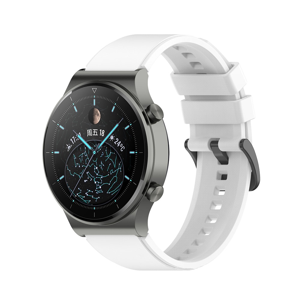 Silikoniranneke 20mm Huawei Watch GT3 Prolle 43mm - Valkoinen/Musta
