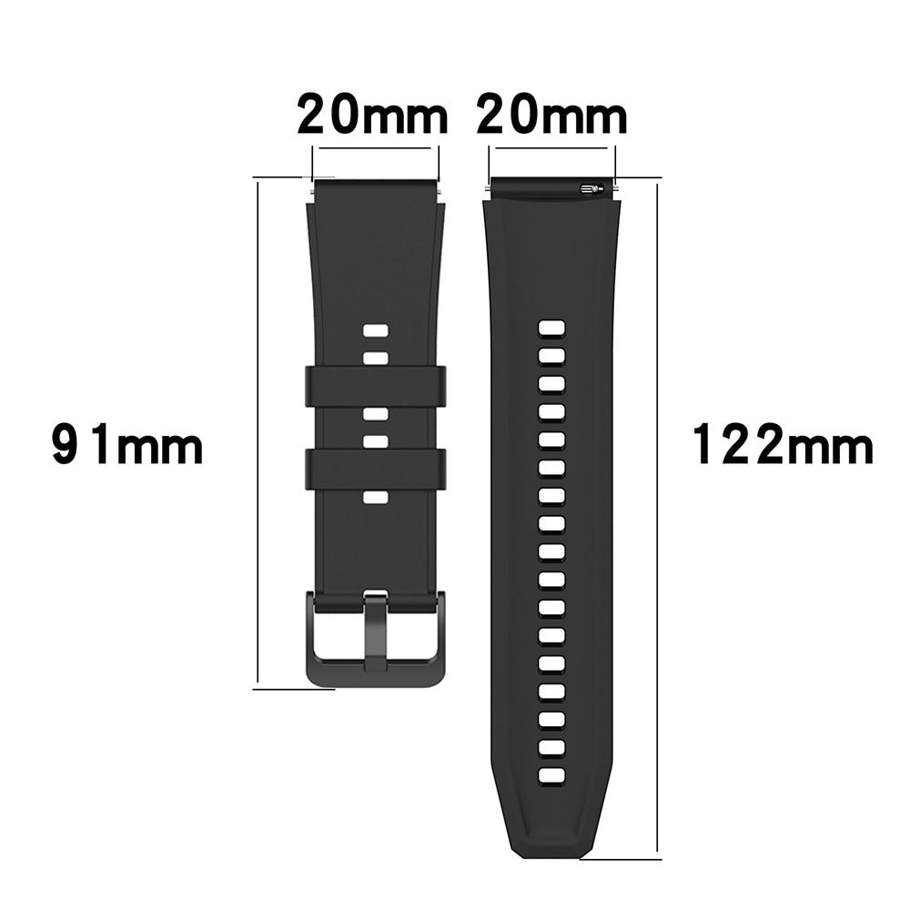 Silikoniranneke 20mm Huawei Watch GT3 Prolle 43mm - Valkoinen/Musta