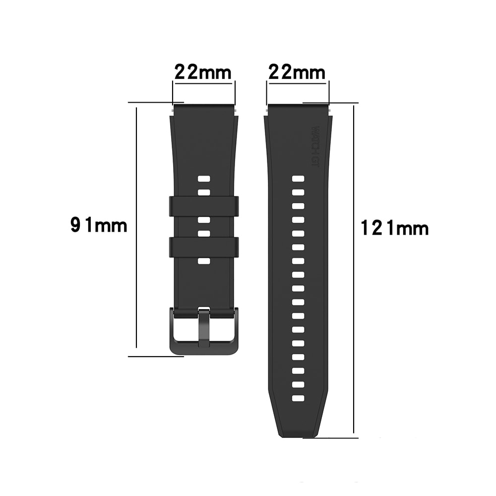 Silikoniranneke 22mm Huawei Watch GT3 Prolle 46mm - musta