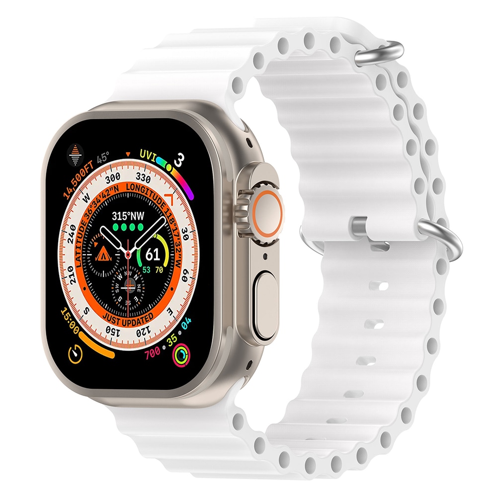 Silikoninen Ocean-ranneke Apple Watch Ultralle - 38/40/41mm, valkoinen