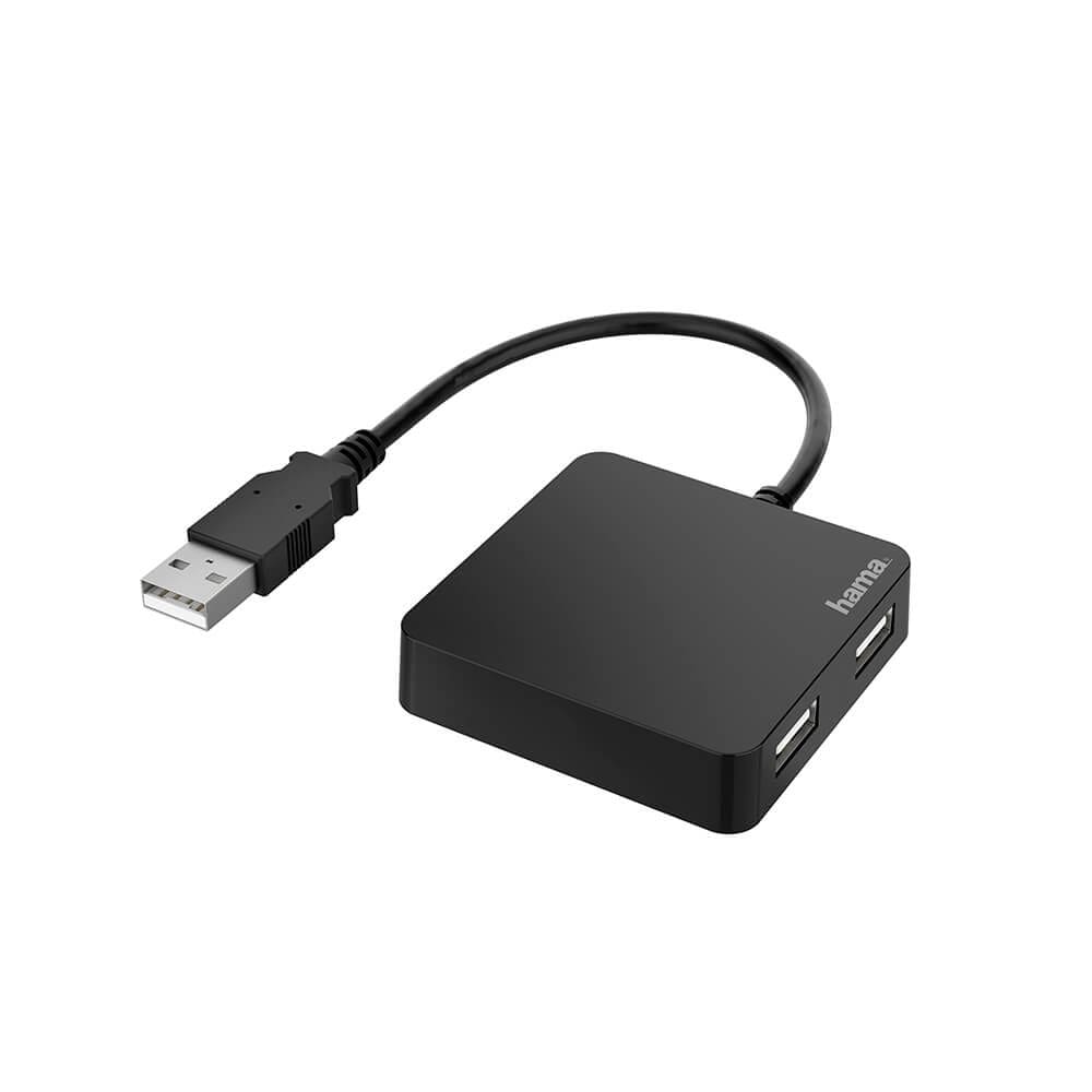 Hama Hubi USB-A 2.0, 4x porttia 480 Mbit/s, musta