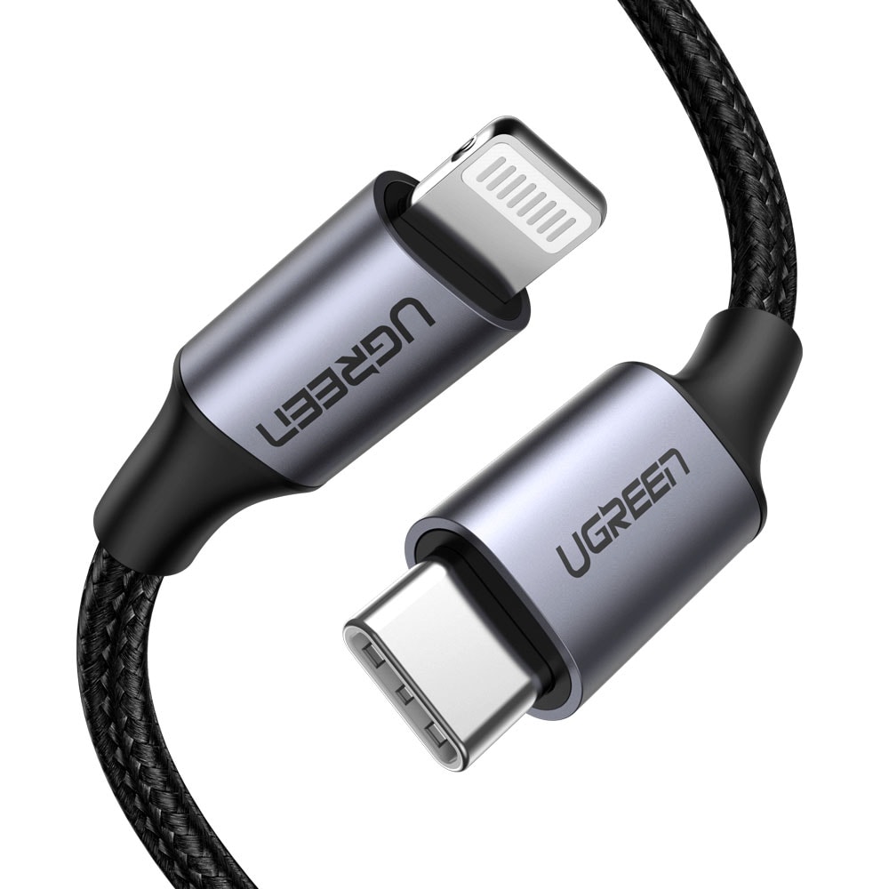 Ugreen USB-C - Lightning-kaapeli 1m Musta