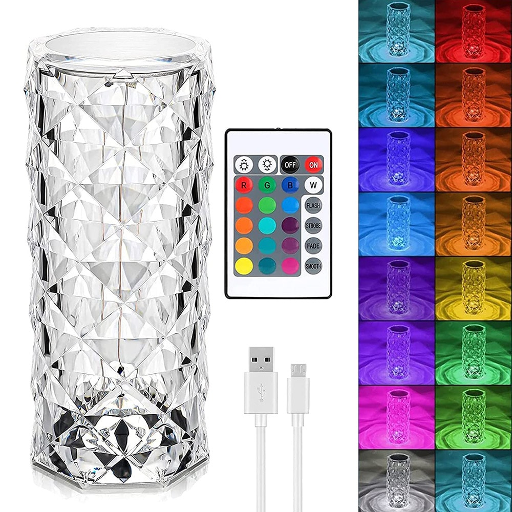 Pöytävalaisin Crystal Diamond Lamp Touch RGB-väreillä