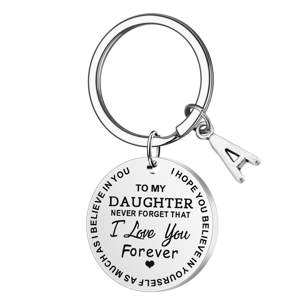 Pyöreä avaimenperä "To my daughter" - Hopea