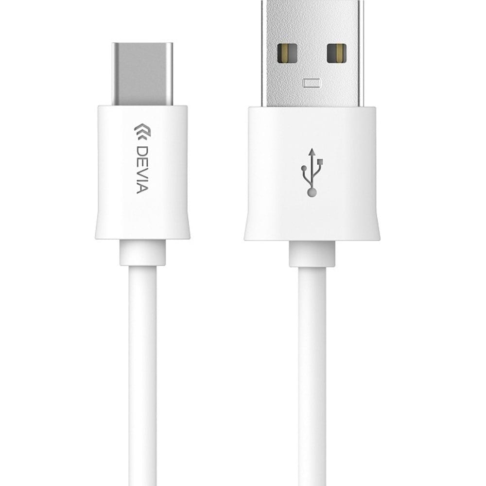 Devia USB - USB-C 1,0 m 2,1A - valkoinen