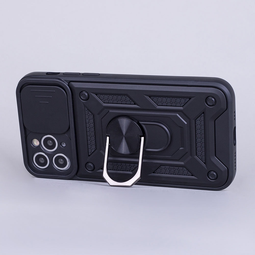 Defender-kotelo mobiilirenkaalla Motorola Edge 30 Neo -puhelimelle - musta