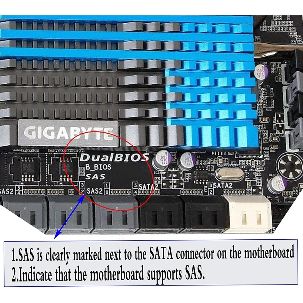 SAS 22 Pin - 7 Pin + 15 Pin SATA-sovitin