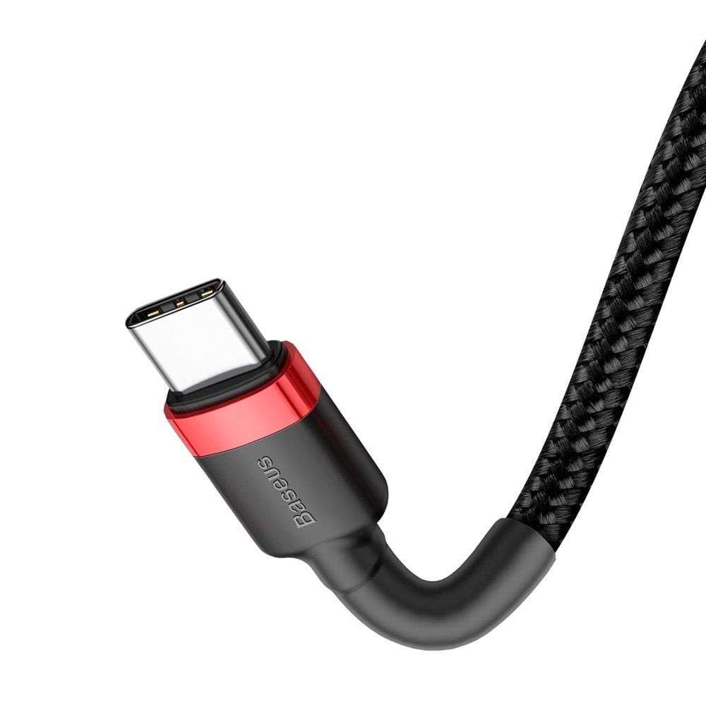 Baseus Cafule USB-C - USB-C -kaapeli 1m - punottu musta/punainen