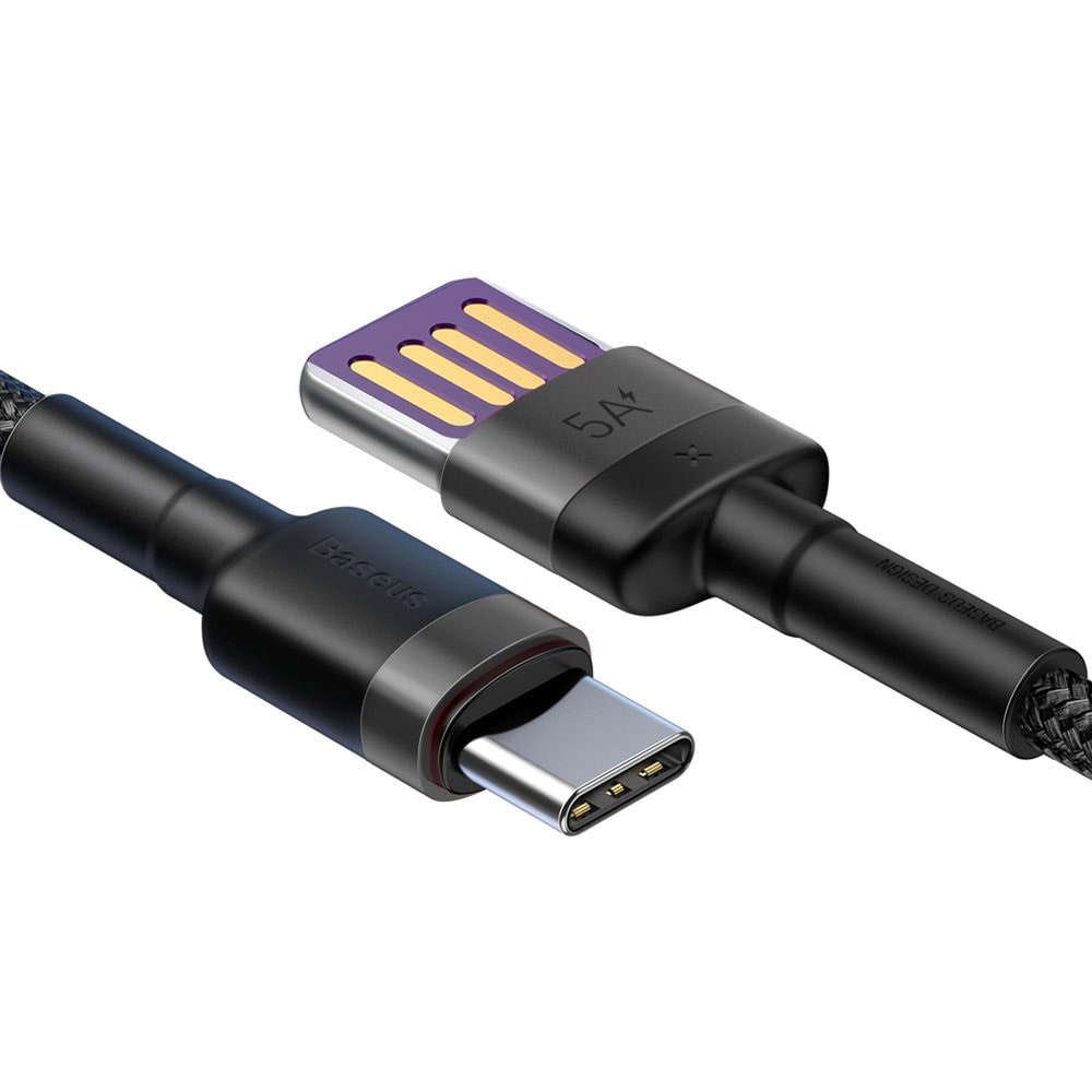 Baseus Cafule SuperCharge USB - USB-C -kaapeli 1 m - punottu musta
