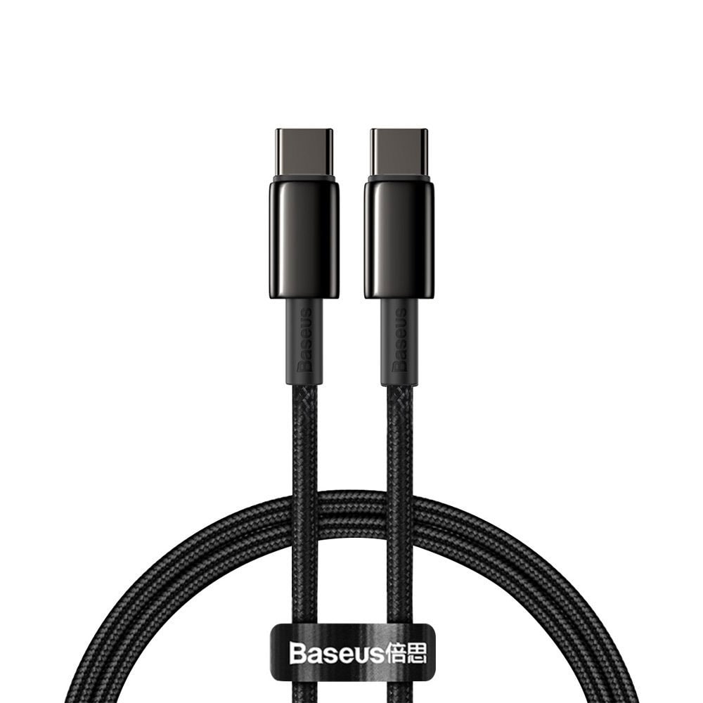 Baseus 100 W USB-C - USB-C -kaapeli 1 m - punottu musta
