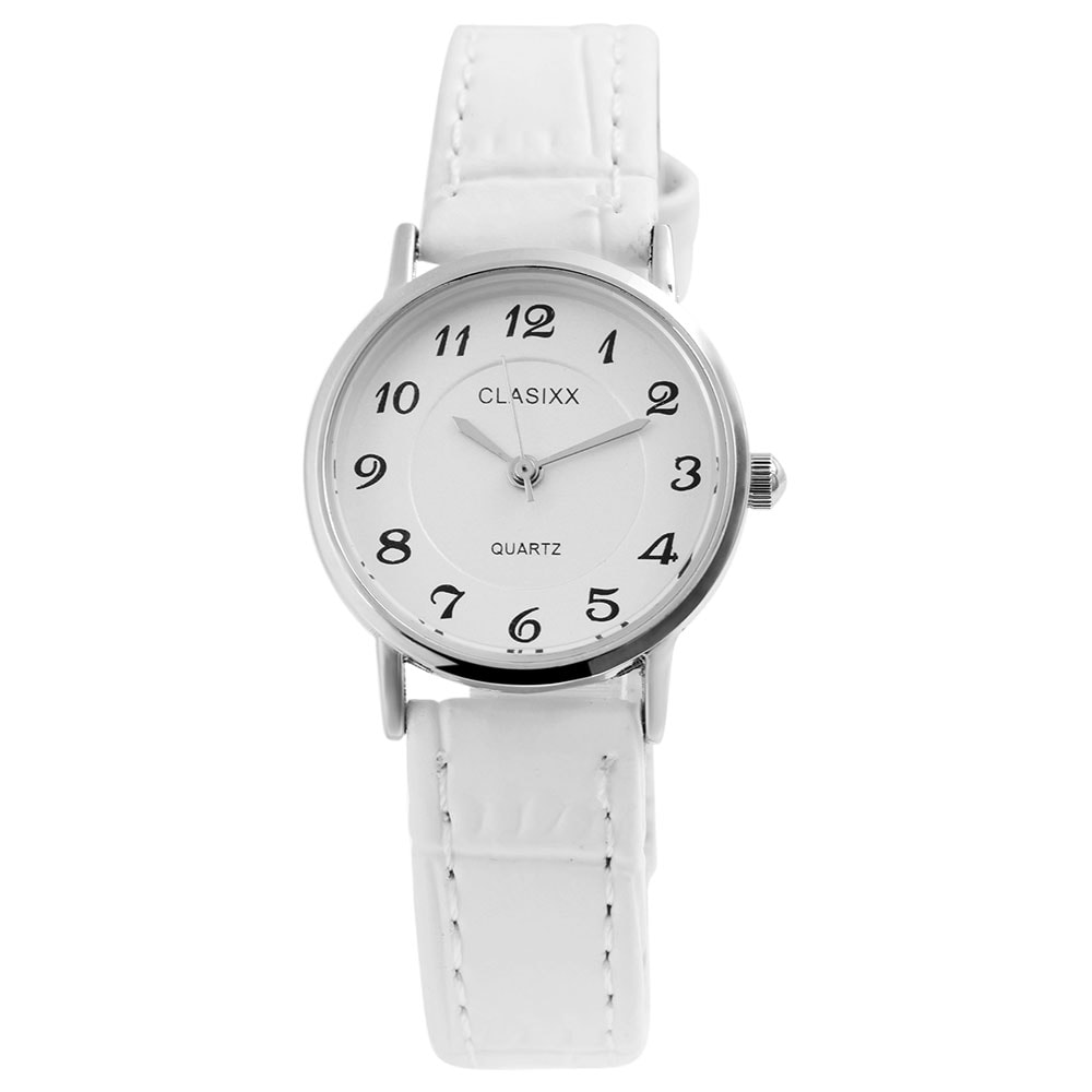 Clasixx naisten kello keinonahkarannekkeella - Valkoinen