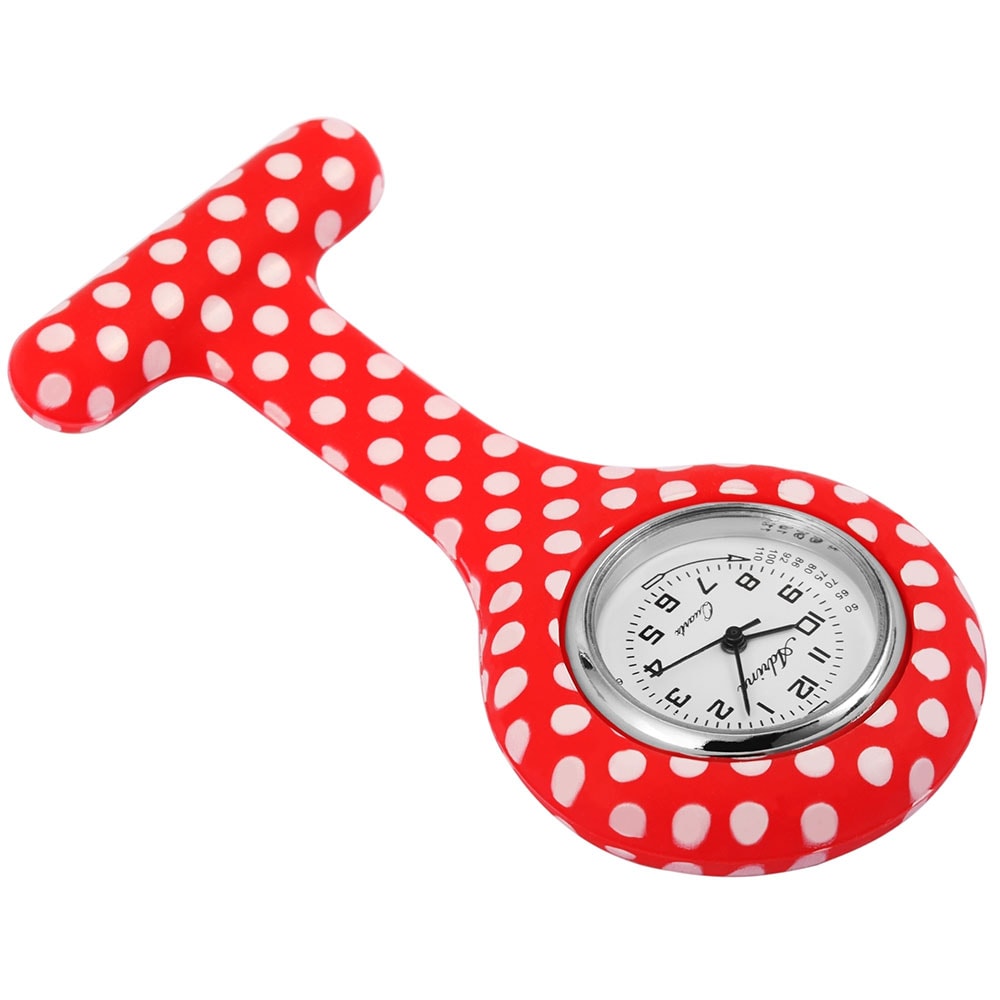 Adrina sairaanhoitajan kello silikonia - Punainen/Valkoiset pilkut
