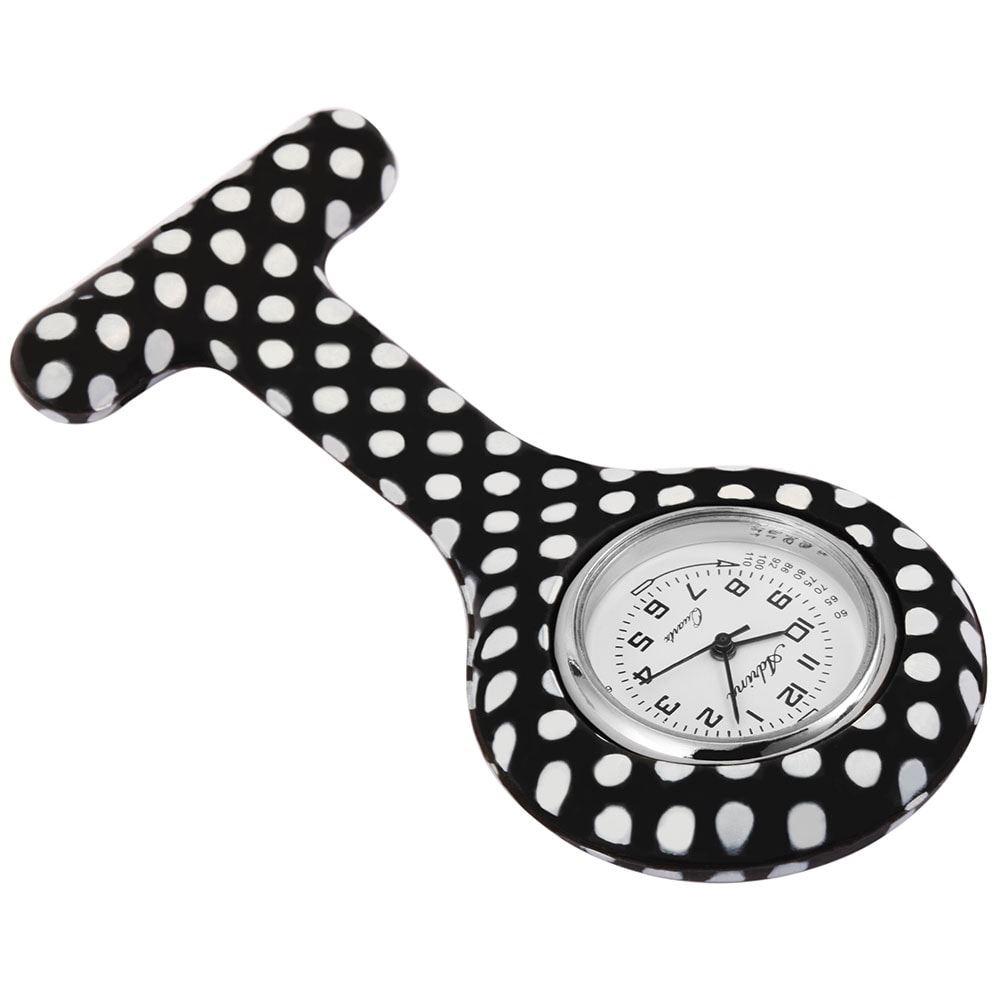 Adrina sairaanhoitajan kello silikonia - Musta/Valkoiset pilkut