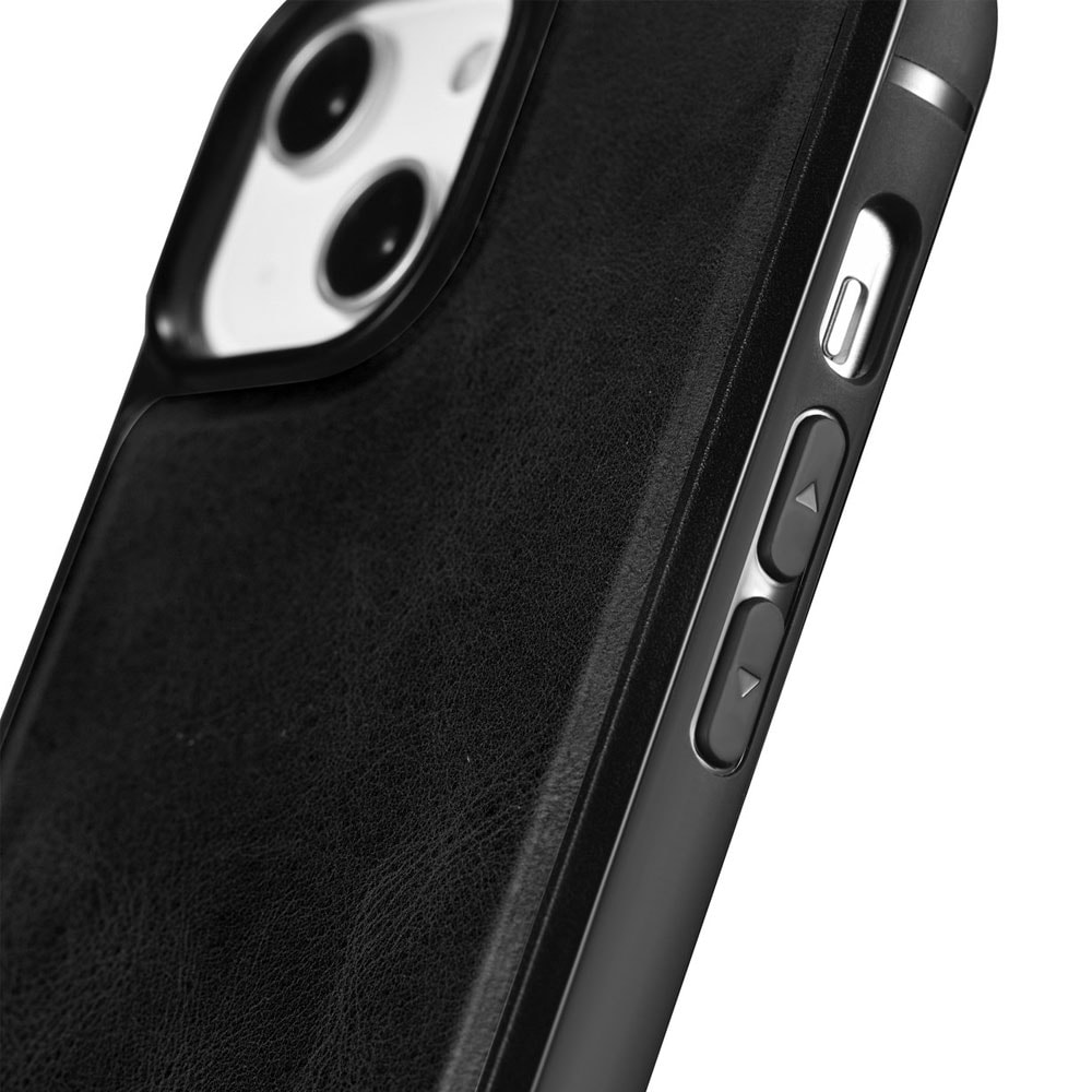 iCarer nahkakotelo iPhone 14 Prolle - musta