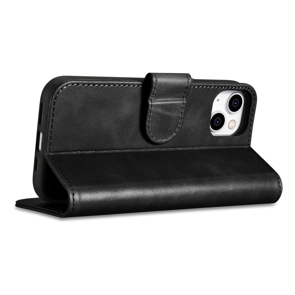 iCarer nahkakotelo RFID-suojauksella iPhone 14 Plus -puhelimelle - musta