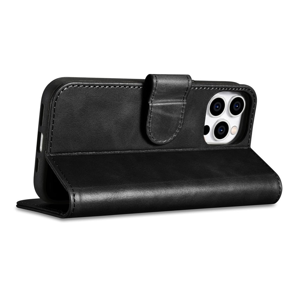 iCarer Nahkakotelo RFID-suojauksella iPhone 14 Pro Maxille - musta