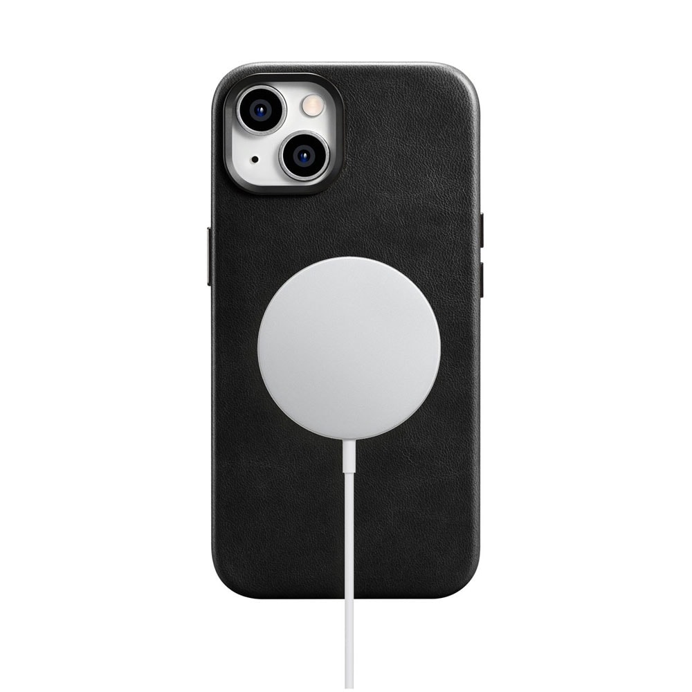 iCarer-nahkakotelo MagSafella iPhone 14 Plus -puhelimelle - musta
