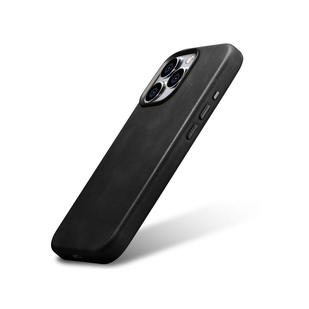 iCarer nahkakotelo MagSafella iPhone 15 Prolle - musta