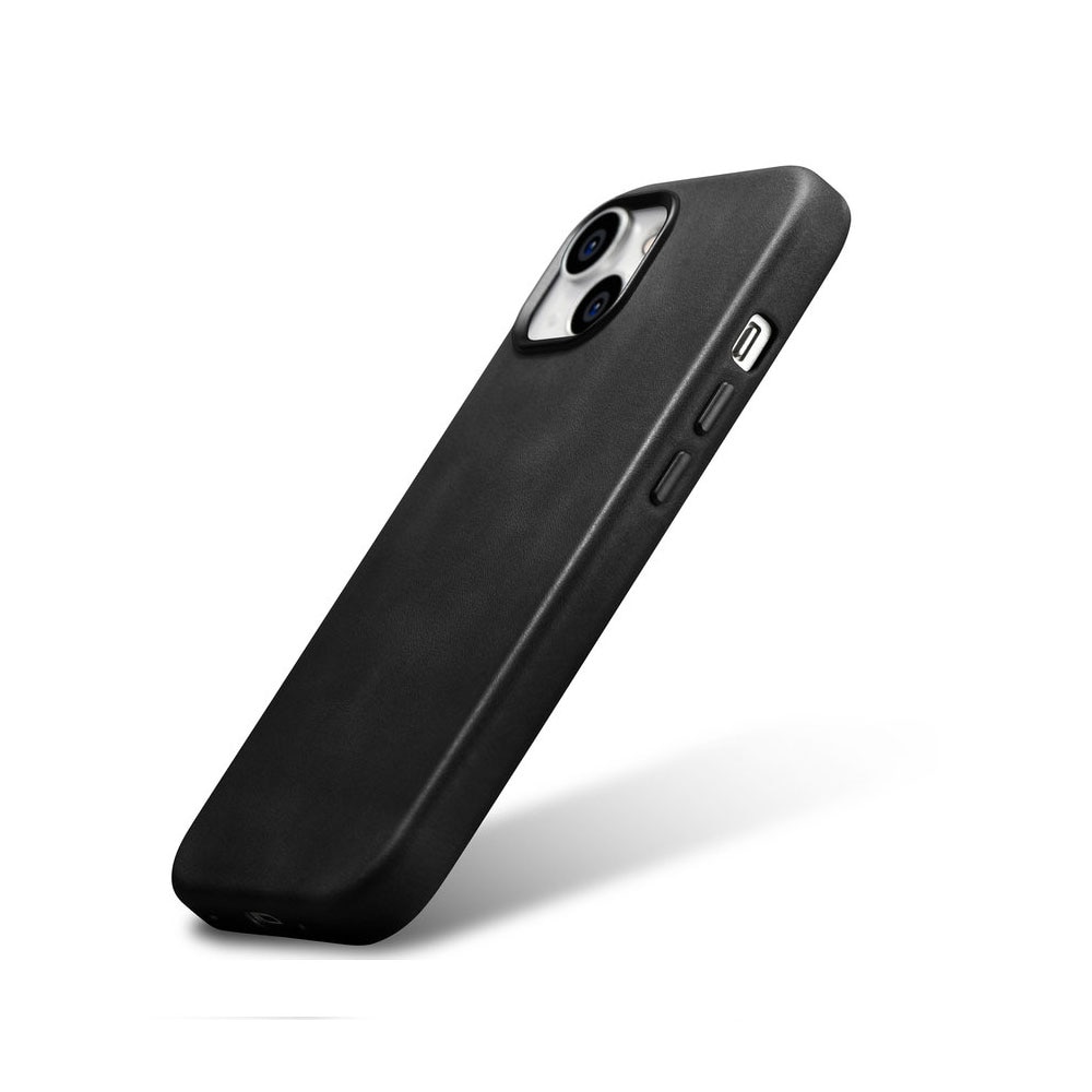 iCarer-nahkakotelo MagSafella iPhone 15 Plus -puhelimelle - musta