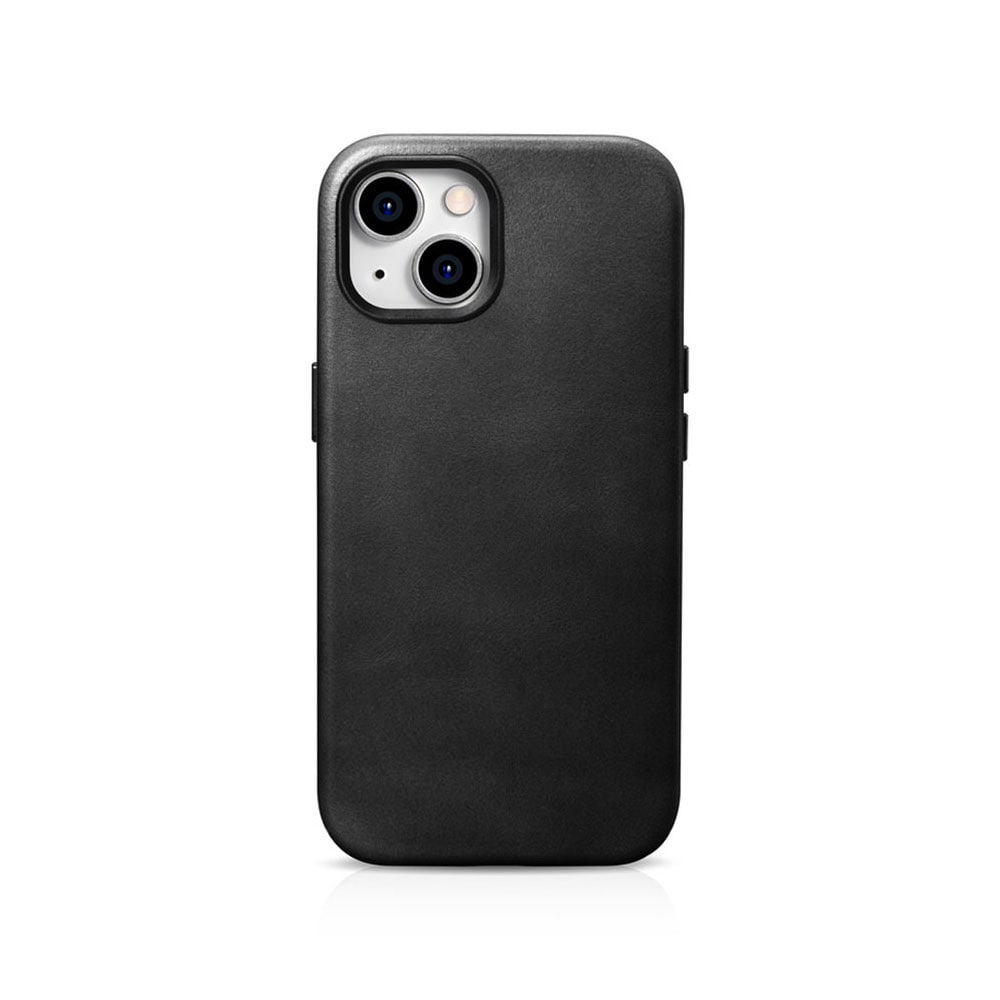 iCarer-nahkakotelo MagSafella iPhone 15 Plus -puhelimelle - musta