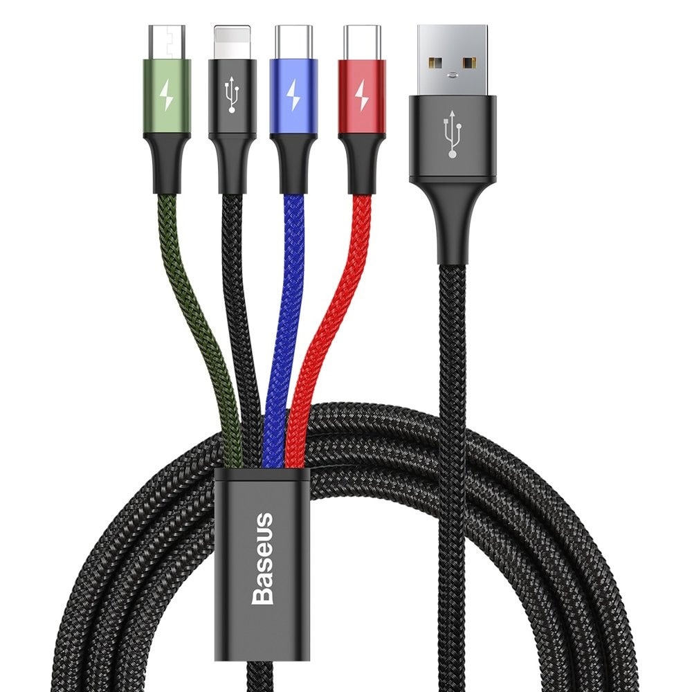 Baseus 4in1 USB-kaapeli - Lightning, 2x USB-C & microUSB 3.5A 1.2m