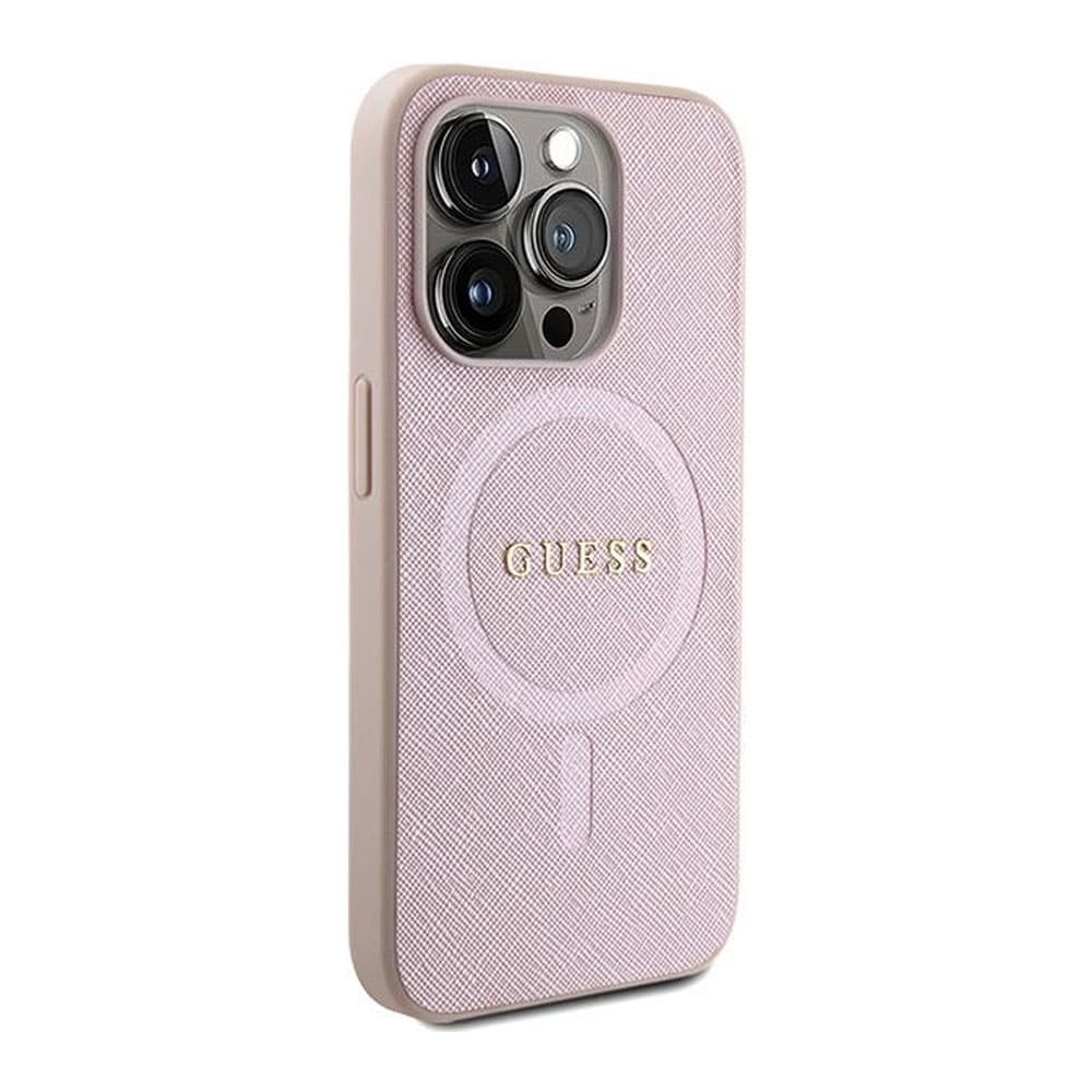 Guess Saffiano MagSafe Kuori iPhone 15 Pro Max - Pinkki