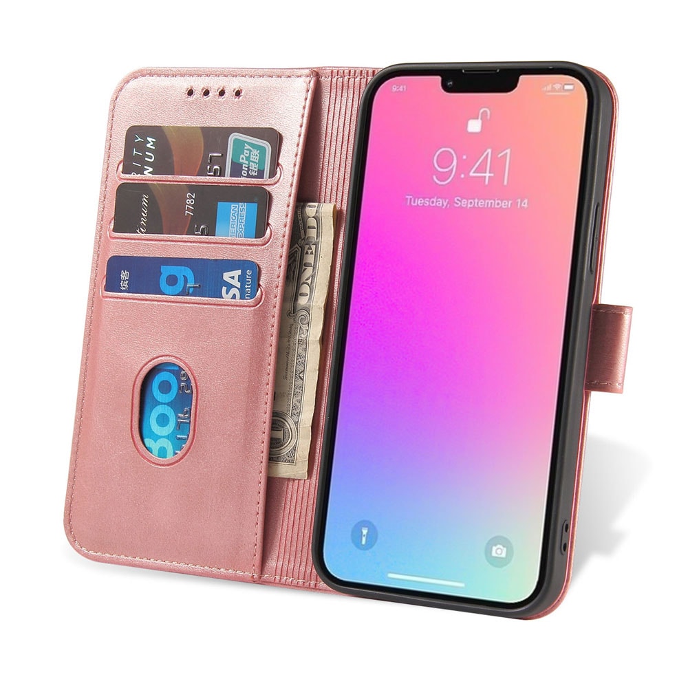Lompakkokotelo telineellä iPhone 15 Pro Max - Pinkki
