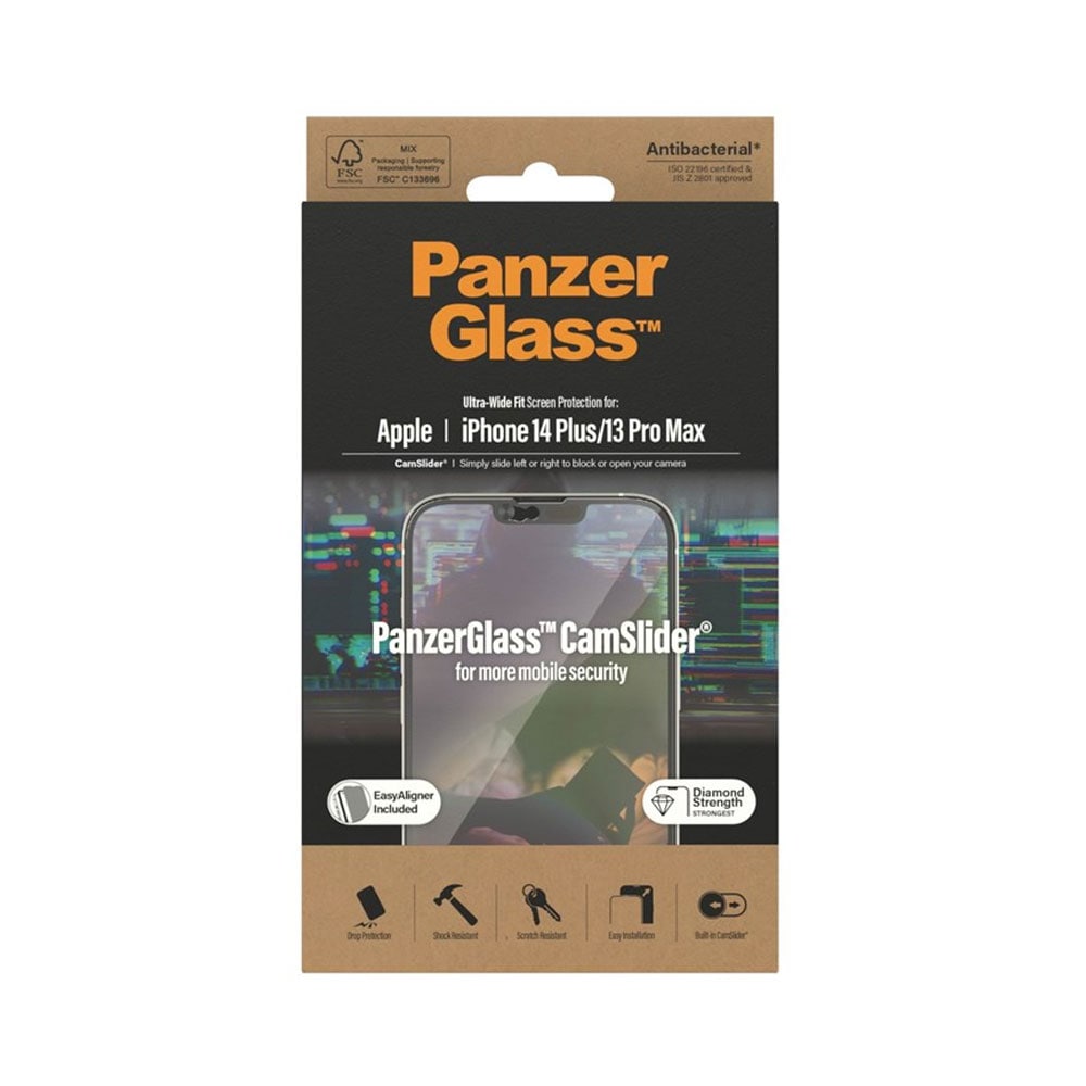 PanzerGlass CamSlider Screen Protector iPhone 14 Plus / 13 Pro Max - Ultra-Wide Fit