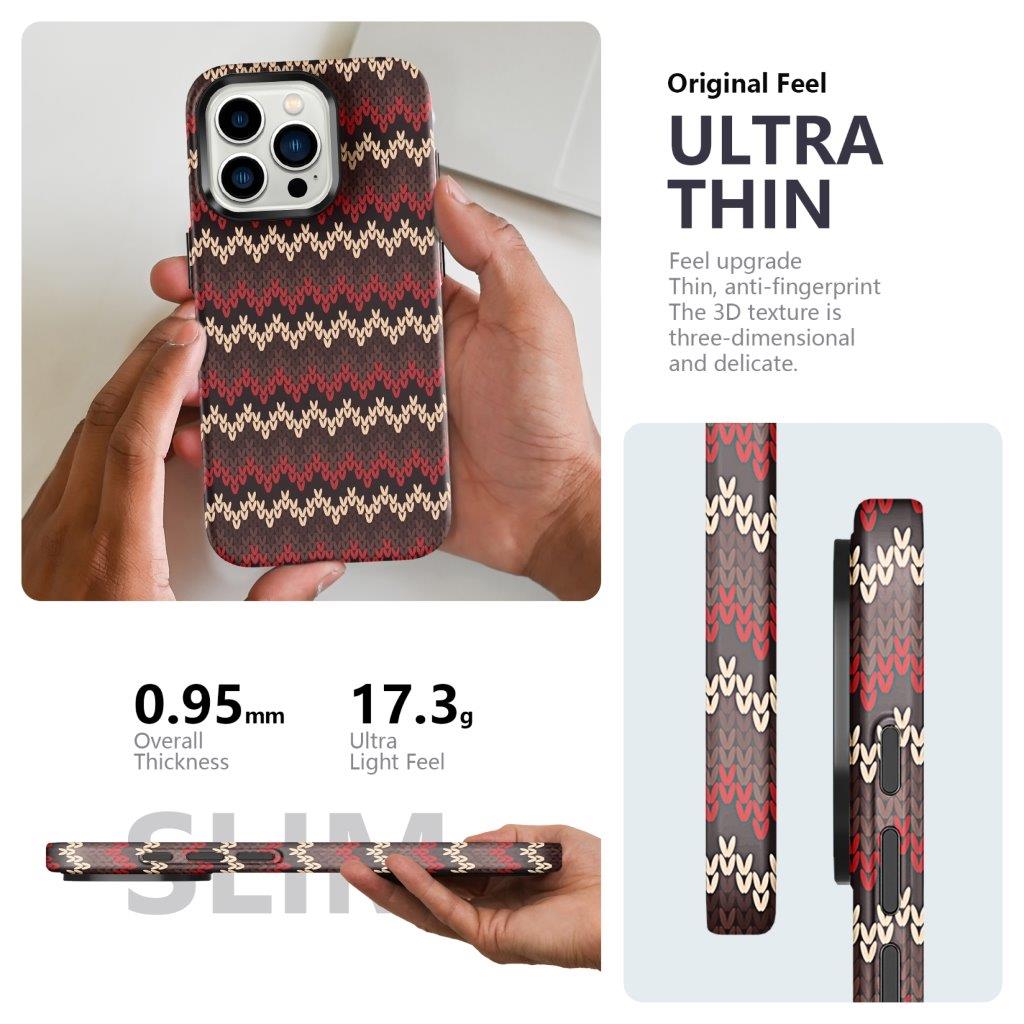 Ohut takakuori iPhone 15 Pro Max Tekstiilikuviointi - punainen