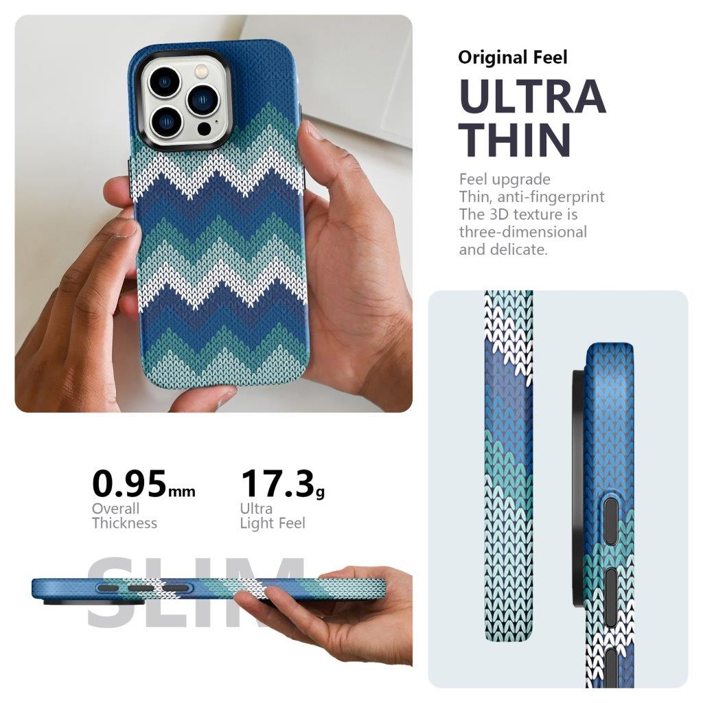 Ohut takakuori iPhone 15 Pro Tekstiilikuviointi - sininen