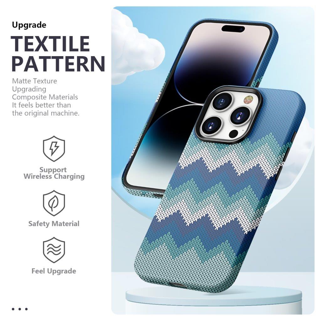 Ohut takakuori iPhone 15 Tekstiilikuviointi - sininen