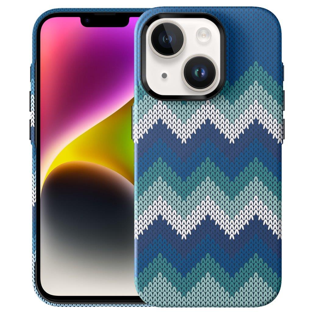 Ohut takakuori iPhone 14 Tekstiilikuviointi - sininen