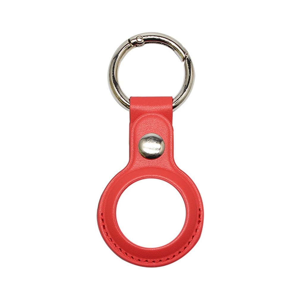 Tekonahkainen AirTag-pidike avaimenperällä - punainen