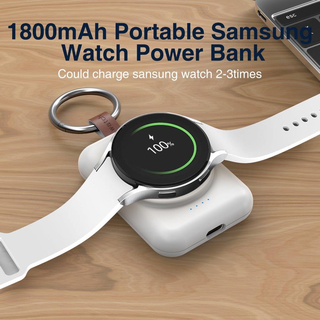 Laturi virtapankilla 1800 mAh Samsung Galaxy Watchille - Valkoinen