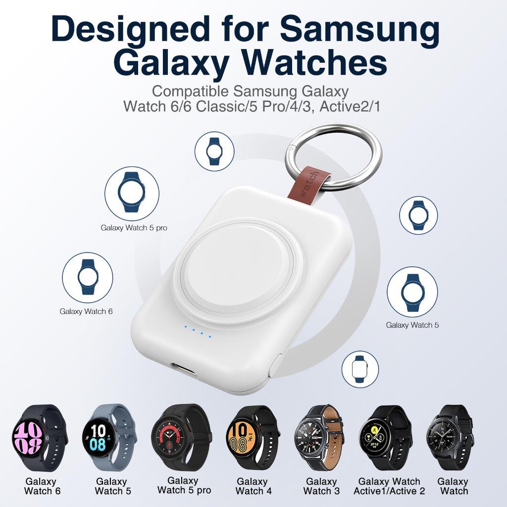 Laturi virtapankilla 1800 mAh Samsung Galaxy Watchille - Valkoinen