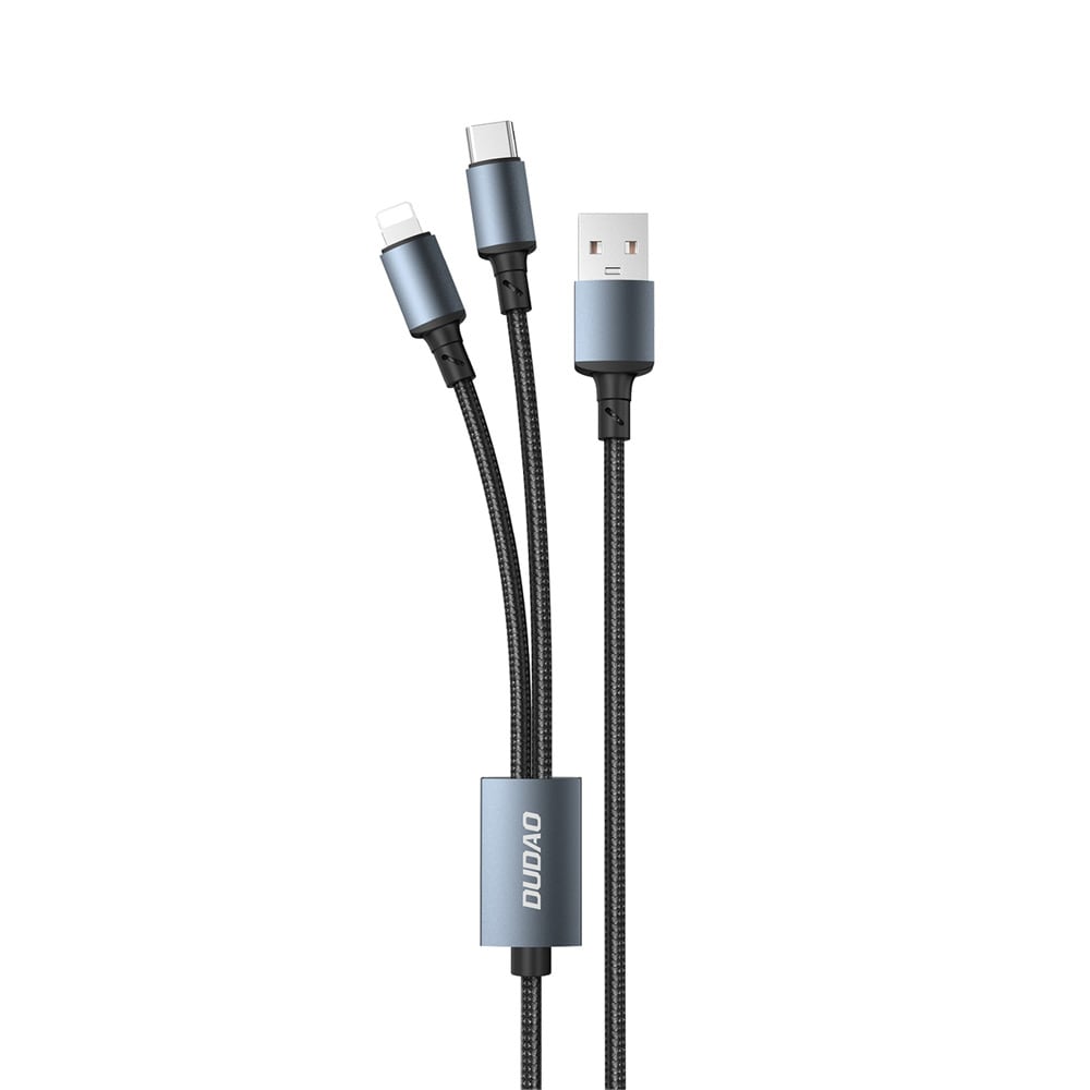 Dudao 2in1 USB-kaapeli - USB - USB-C / Lightning 6A 1,2m - musta