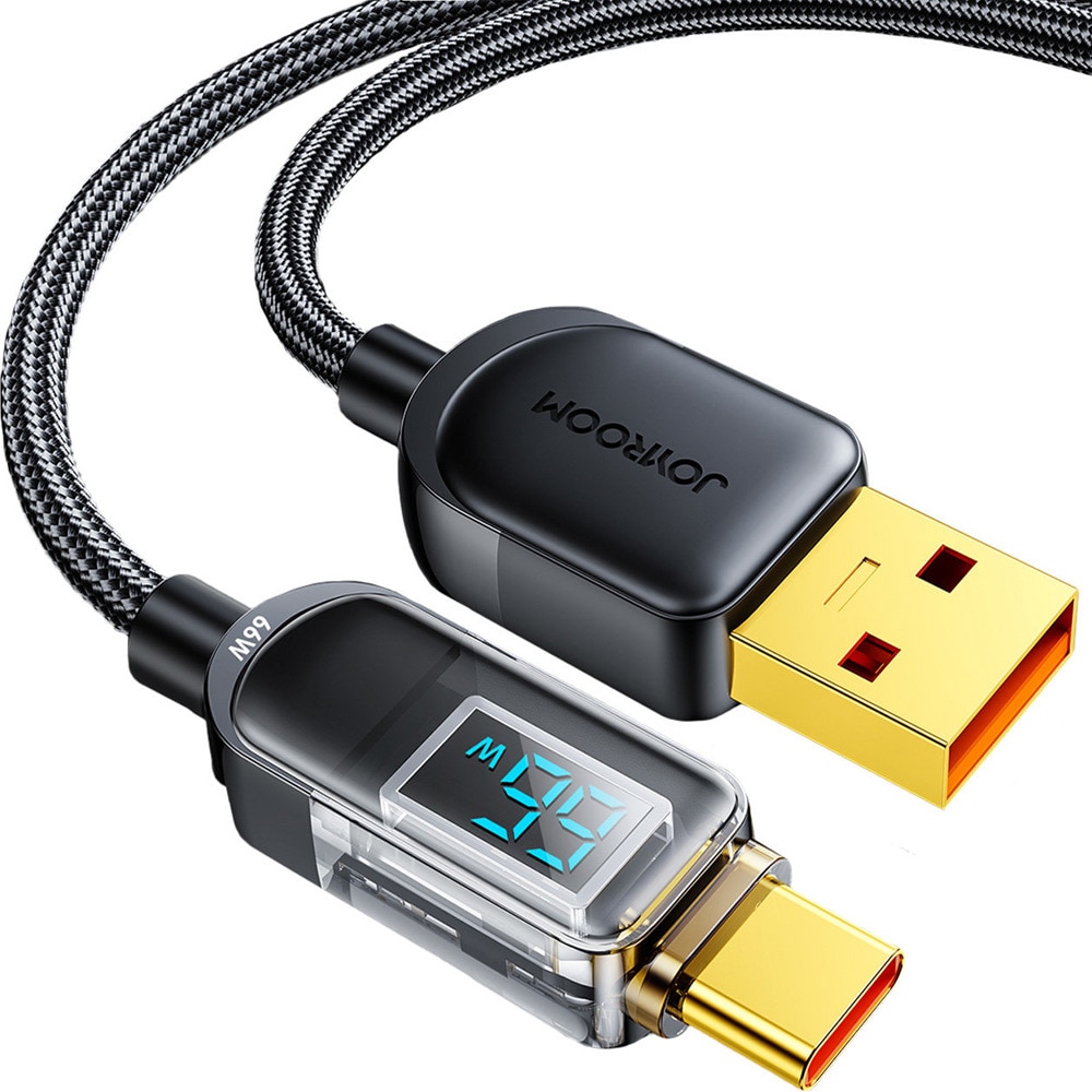 Joyroom USB-kaapeli - USB -USB-C 66W:lle 1,2 m - Musta
