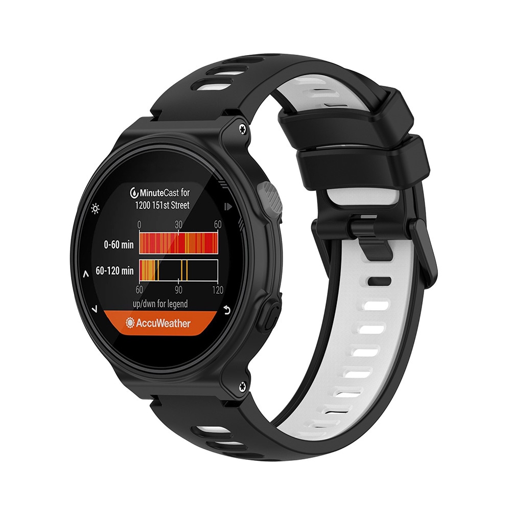 Silikoniranneke Garmin Forerunner 220 / 735XT / 235 - musta/valkoinen