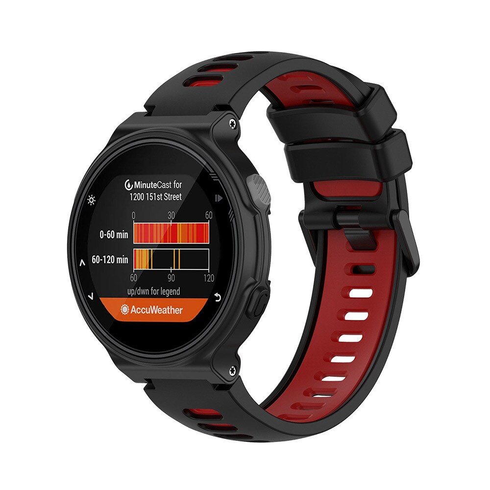 Silikoniranneke Garmin Forerunner 220 / 735XT / 235 - musta/punainen