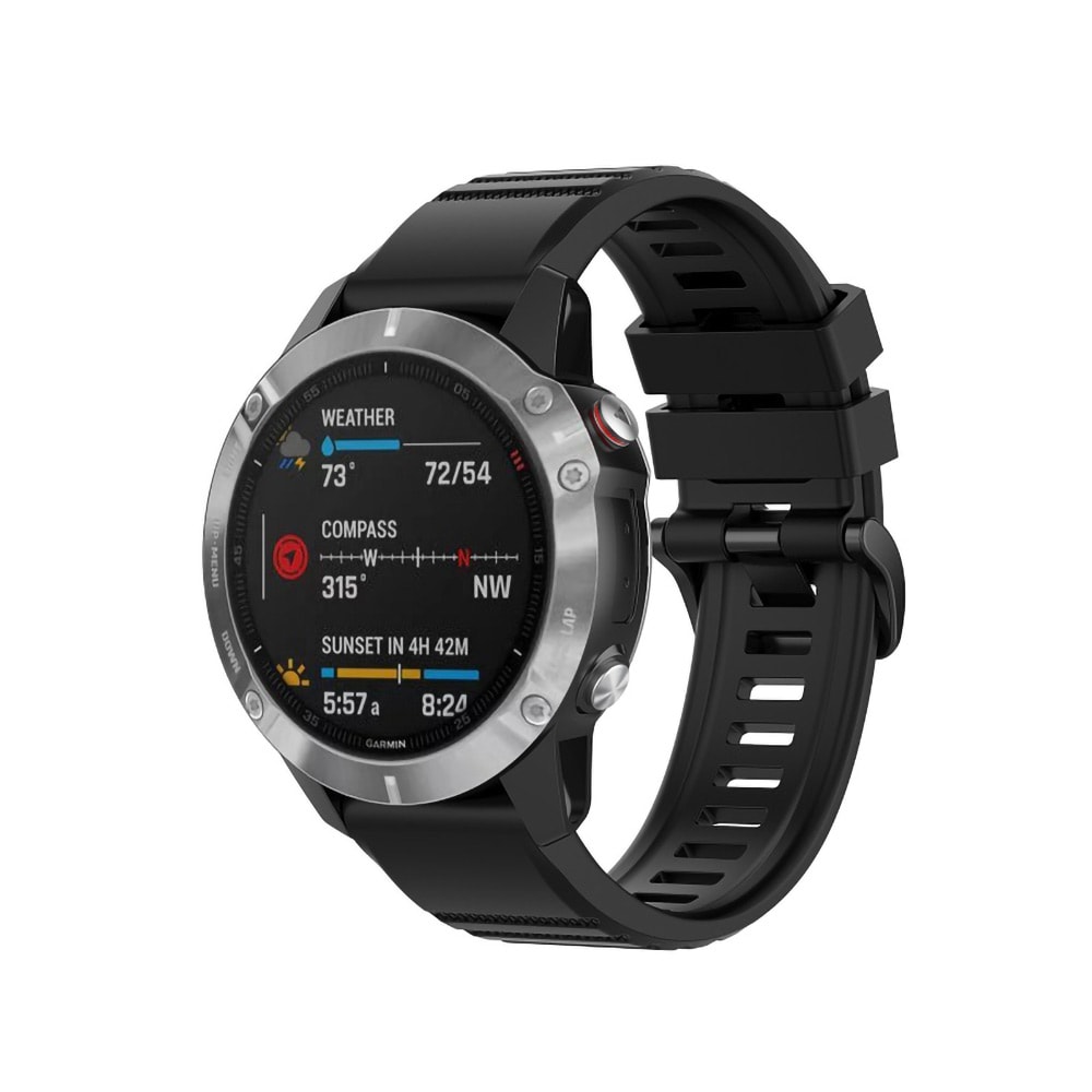 Silikoninen ranneke Garmin Fenix 6 - 22 mm - musta