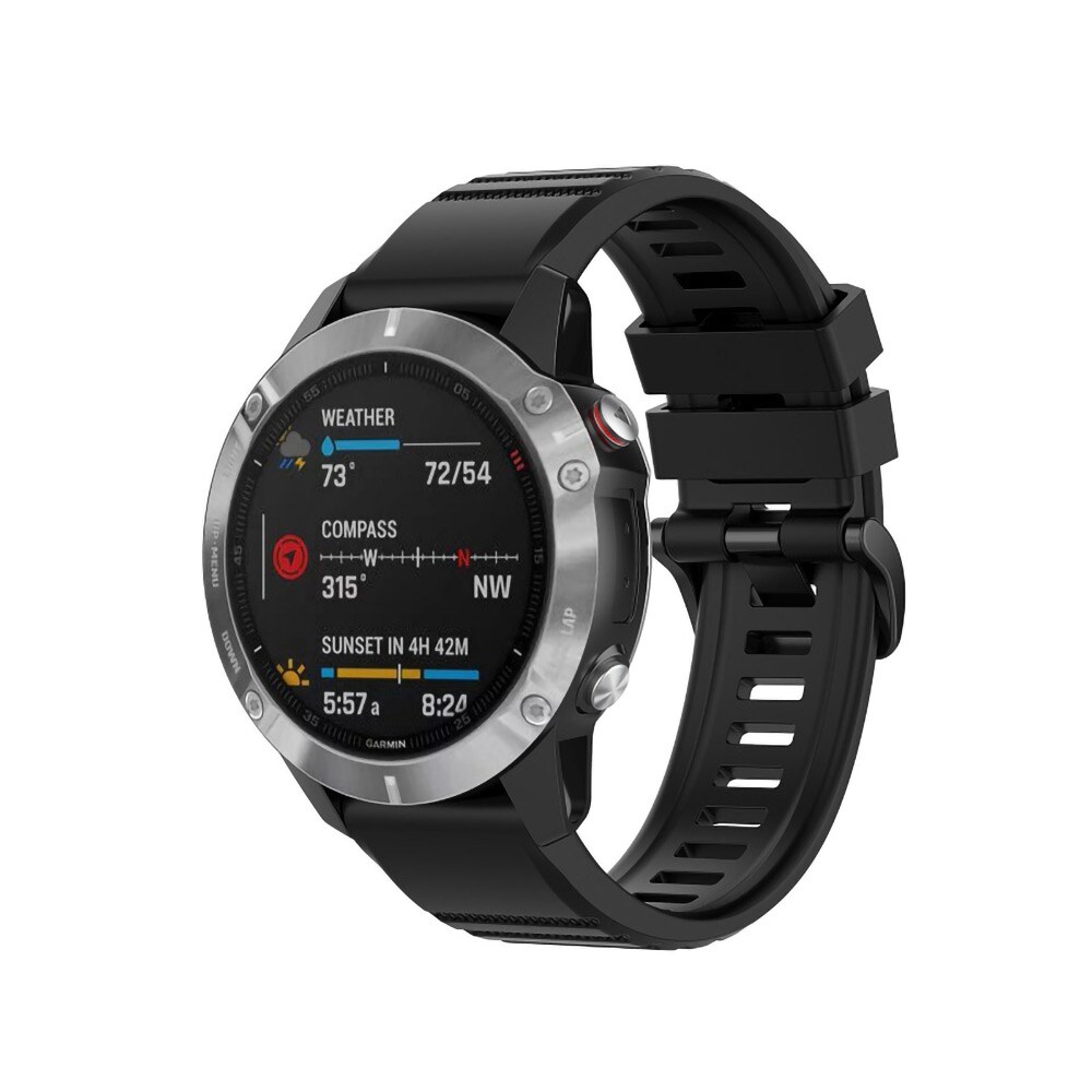 Silikoninen ranneke Garmin Fenix 6X:lle - 26 mm - musta