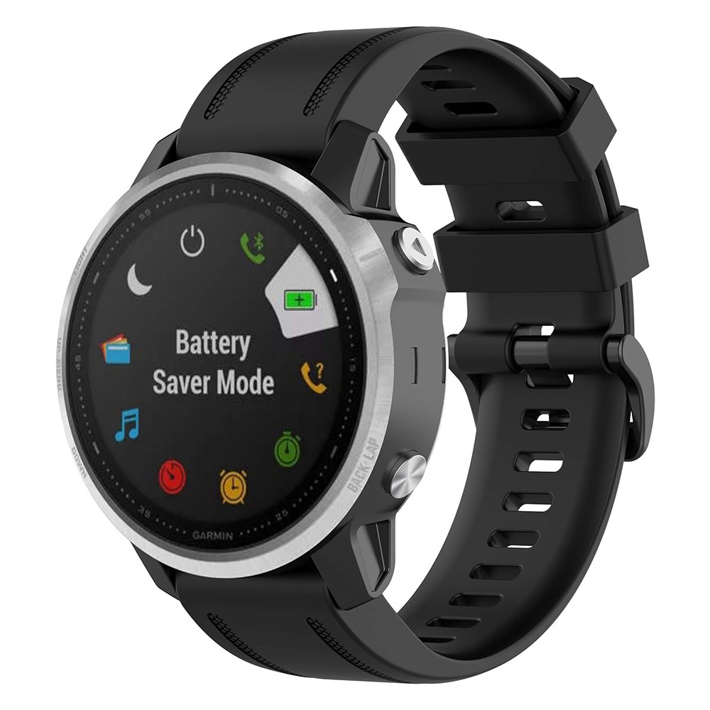 Silikoninen ranneke Garmin Fenix 6S:lle - 20 mm - musta