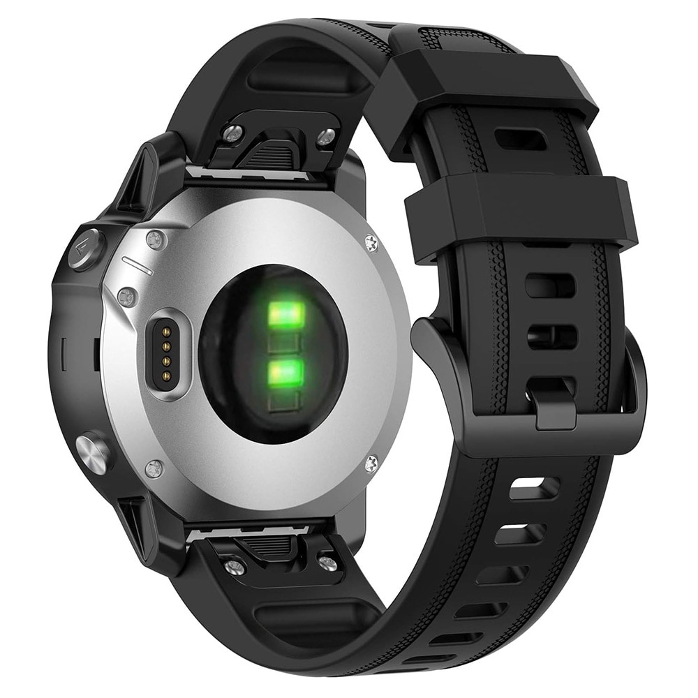 Silikoninen ranneke Garmin Fenix 6S:lle - 20 mm - musta