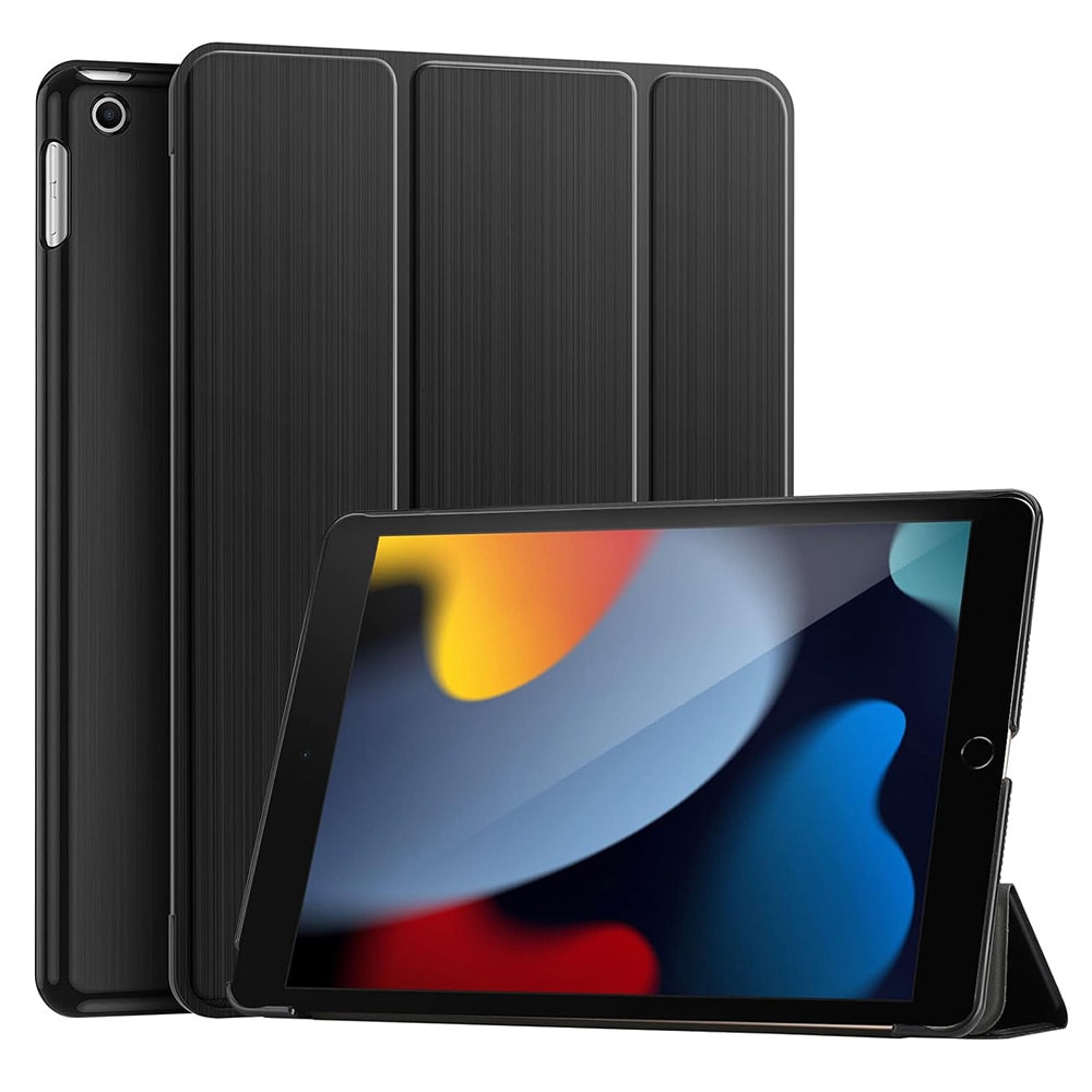 Trifold kotelo jalustalla iPad 10,2" Gen 7 / 8 / 9 -laitteille - musta