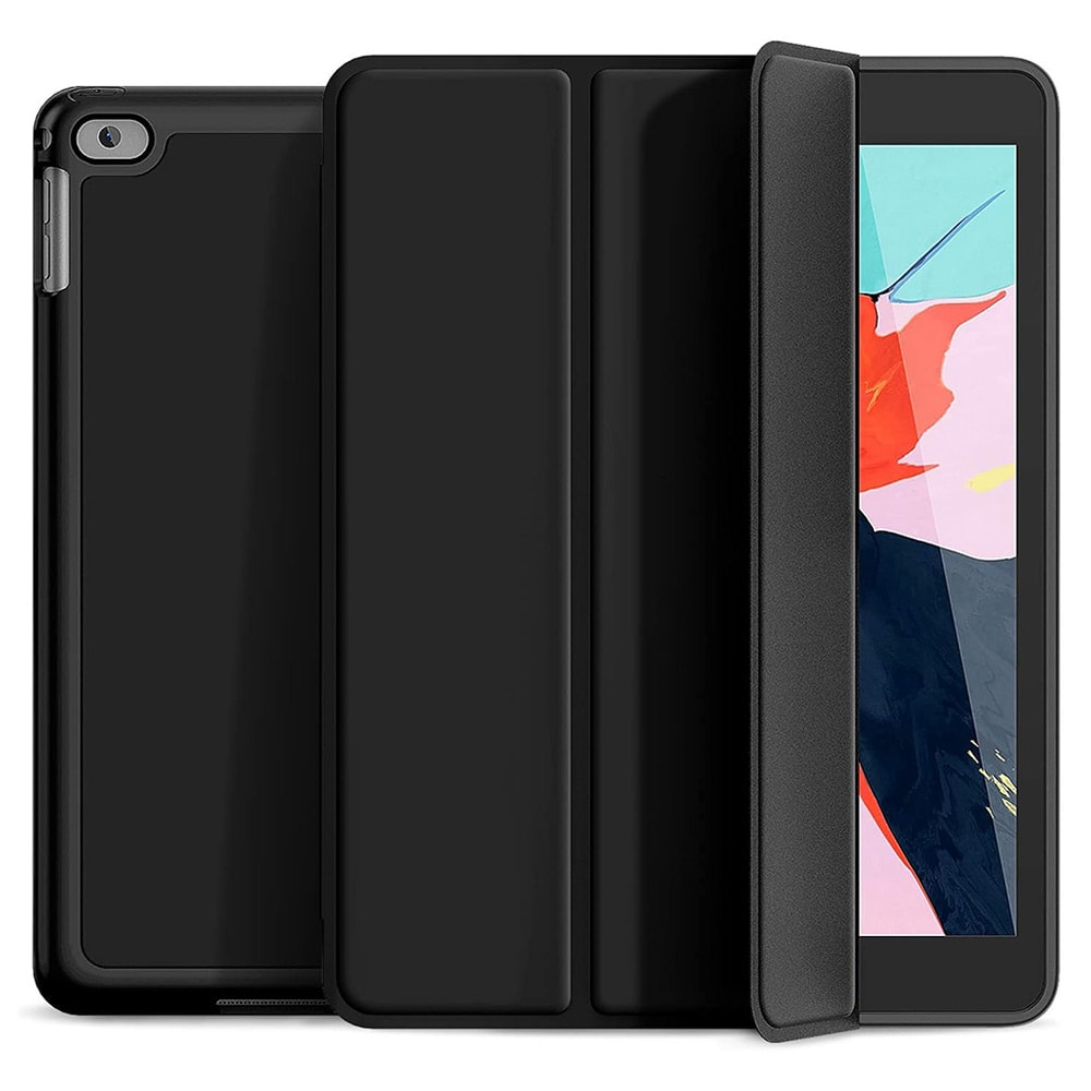 Trifold kotelo jalustalla iPad 9,7" 2017 / 2018 -laitteille - musta